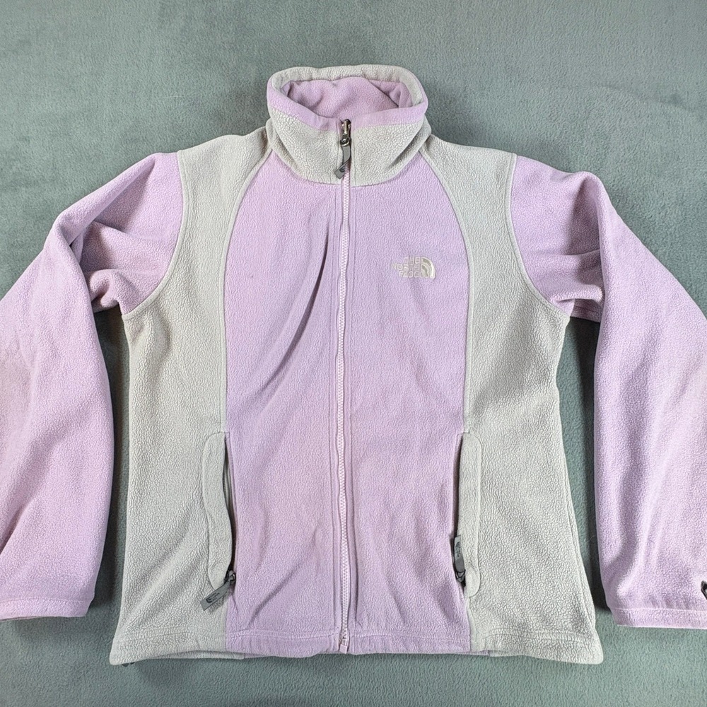 The North Face Womens Full Zip Fleece Jacket Lavender Gray Mock Neck Size M